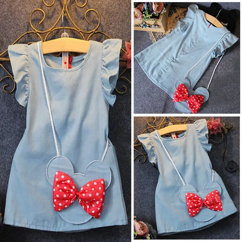 Pudcoco Baby Kids Girl Dress Cute Mouse Demin Gown Formal Party Dresses Casual Clothes | Детская одежда и обувь
