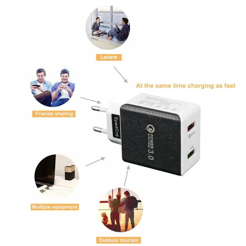 2 USB с двойным портом QC 3 0 2.1A быстрое зарядное устройство ЕС Разъем для мобильного