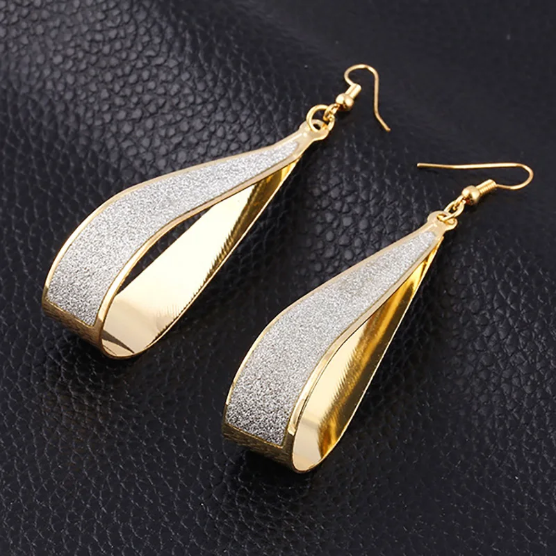 

Scrub Water Drop Earrings For Women Silver Gold Color Long Earring Jewelry Accessory Vintage Punk Exaggeration Dangle Eardrop