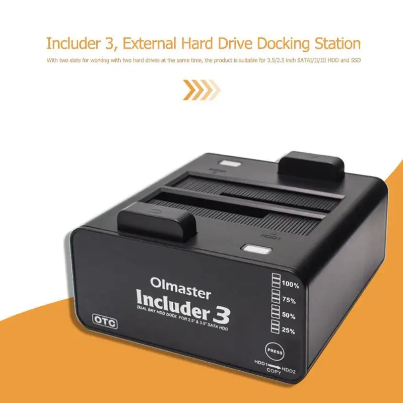 Includer 3 Dual Bay SATA к USB 0 2 5 дюймов внешний жесткий диск Док станция HHD SSD данных чтение