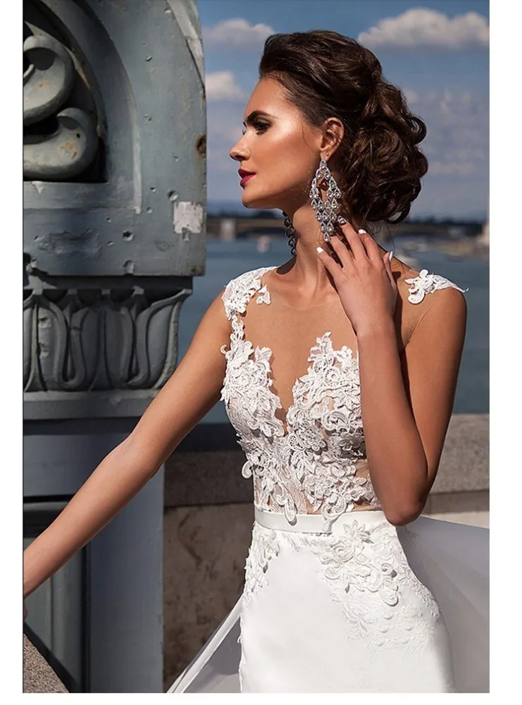 Vivian's Bridal 2018 пляжное свадебное платье Русалочки сексуальное иллюзионное