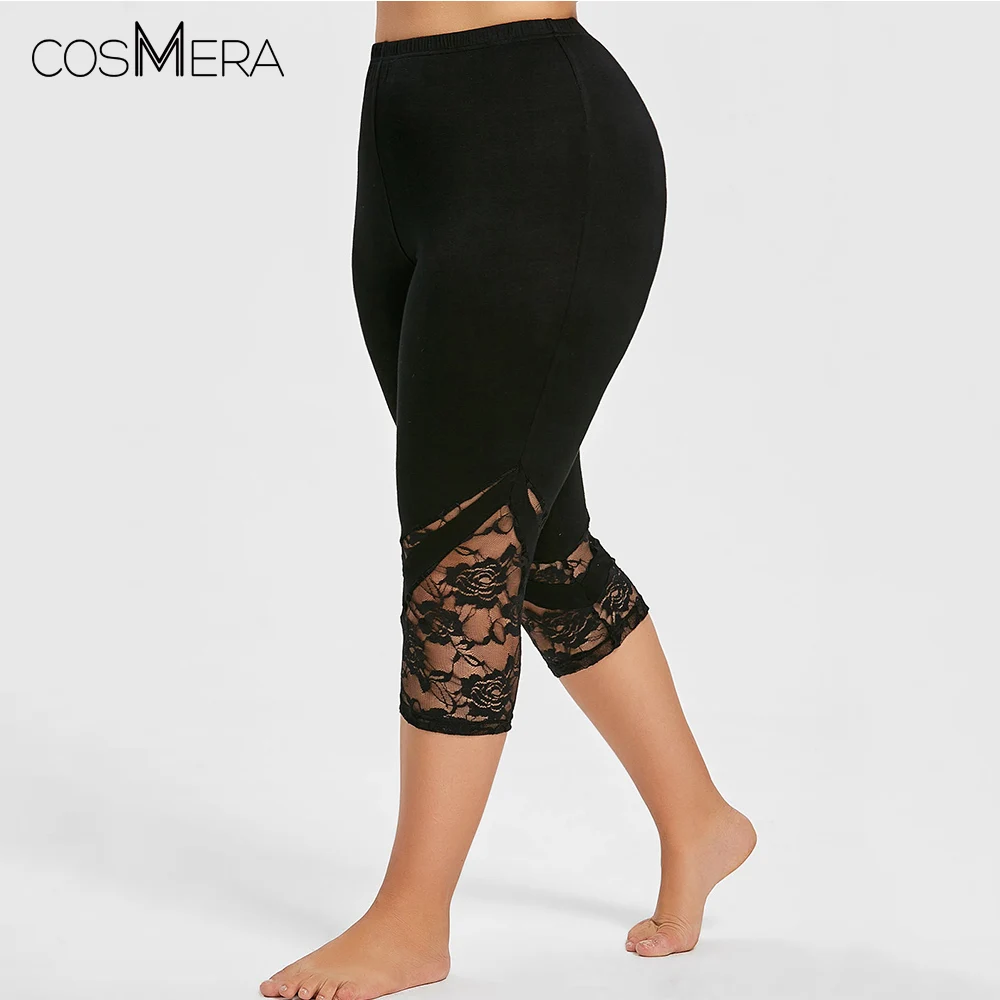 CosMera пикантные спортивные женские леггинсы кружевная бейка Леггинсы капри Для