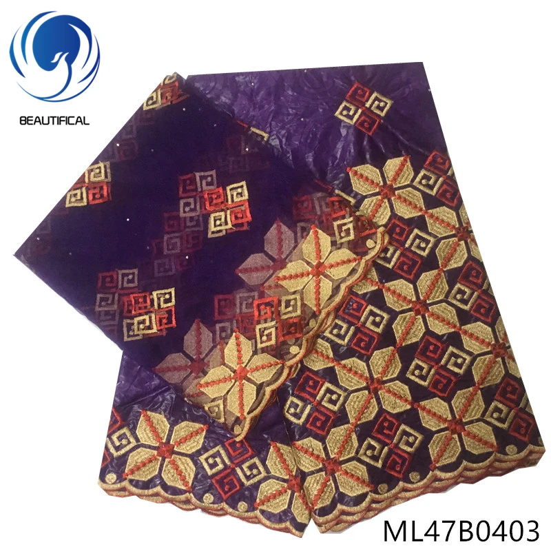 

BEAUTIFICAL brocade fabric getzner fabric high quality african purple 7 yards bazin lace ML47B04