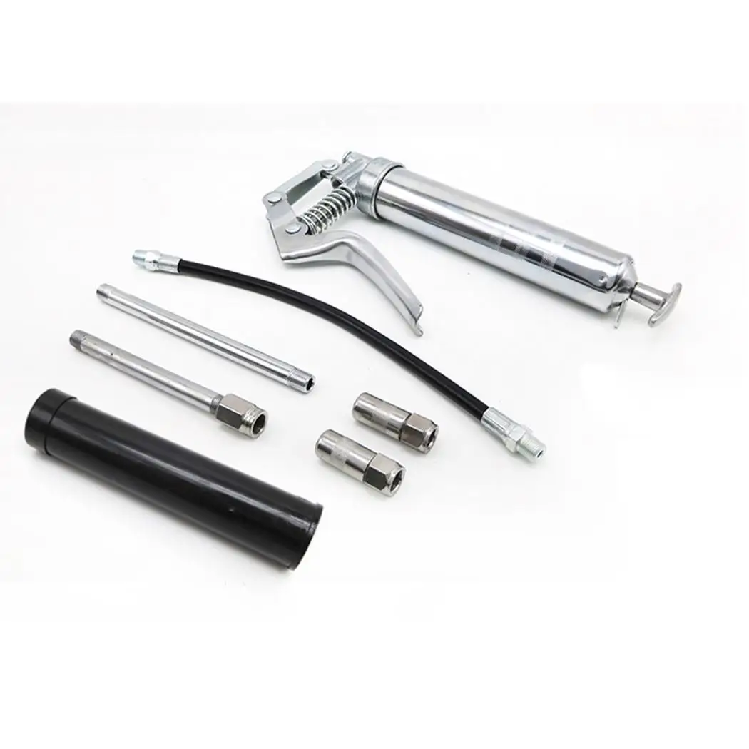 120CC Zinc Alloy High Pressure Large Capacity 2800-5600 psi Handheld Grease Gun Silver 27cm/10.6inch |