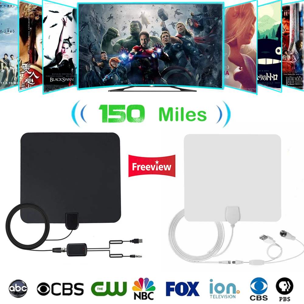 150 миль 4 K крытый антенна ТВ цифрового HD антенны TDT VHF/UHF DVB T/T2 ATSC isdb телевидение