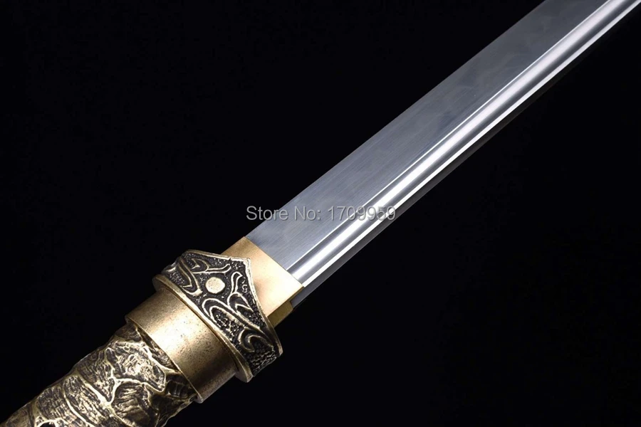 Металлическая ручка китайский боевой прямой нож KungFu T10 стальная глина закаленная