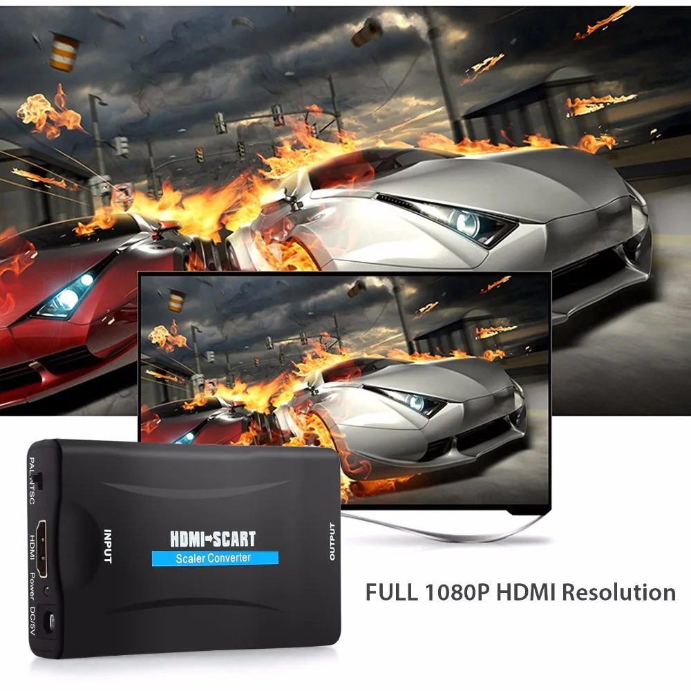 Преобразователь eSYNiC 1080P HDMI в SCART Цифровой видео и аудио сигнал композитный HD
