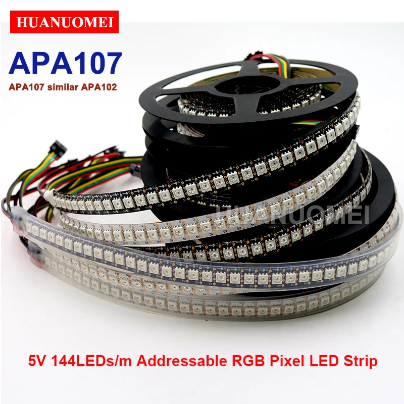 5 в APA107 (аналогичный APA102) 144 СВЕТОДИОДА/М 5050 SMD Smart Pixel индивидуальная Адресуемая