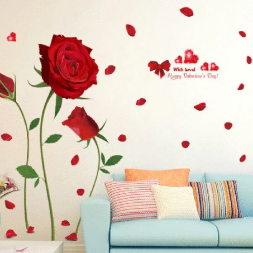 Romantic Valentine's Day PVC Mural Removable Wall Stickers Decals Room Home Decoration Valentine | Дом и сад