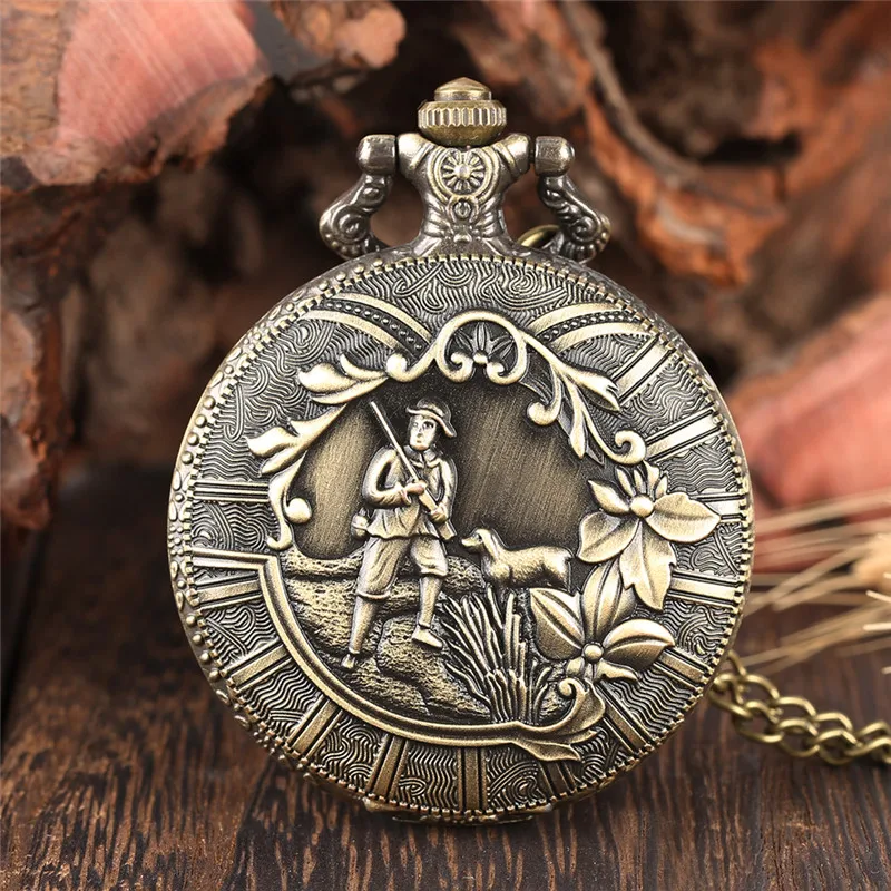 Retro Mens Pocket Watch Hunting Pattern Classic Fobs Numeric Scale with Chains Convenient Practical for Men Women | Наручные часы
