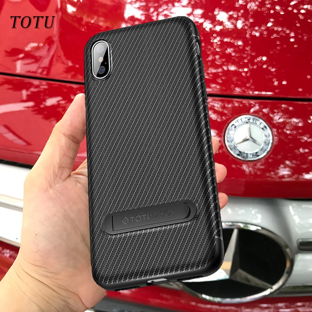 Чехол с подставкой для iPhone X Xs чехол MAX XR из углеродного волокна ультра тонкий