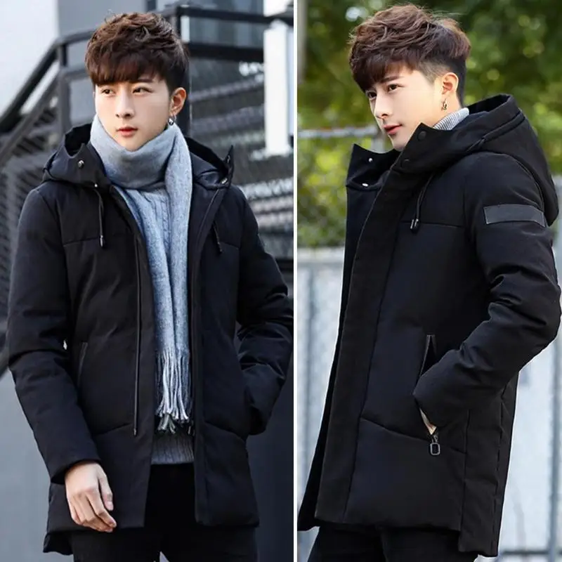 Модная теплая мужская зимняя пуховая куртка Slim Fit простая модная повседневная