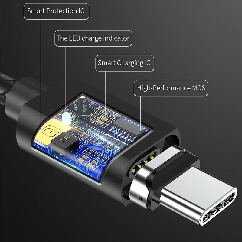 Wsken официальный Магнитный зарядный кабель Micro Usb Type C 3A провод для быстрой зарядки