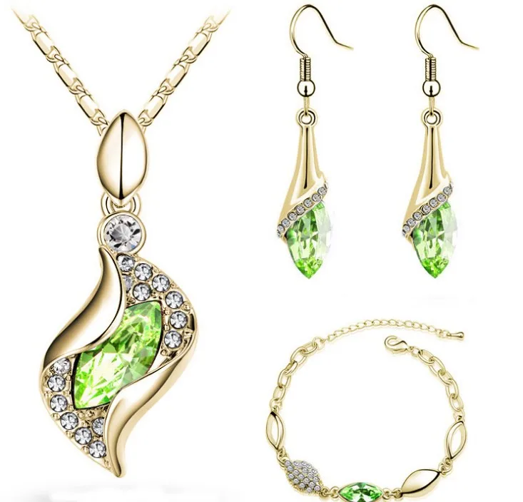Fashion Crystal Jewelry Sets Water Drop Earrings Pendants Necklaces Dangle Earring Plated for Women | Украшения и аксессуары