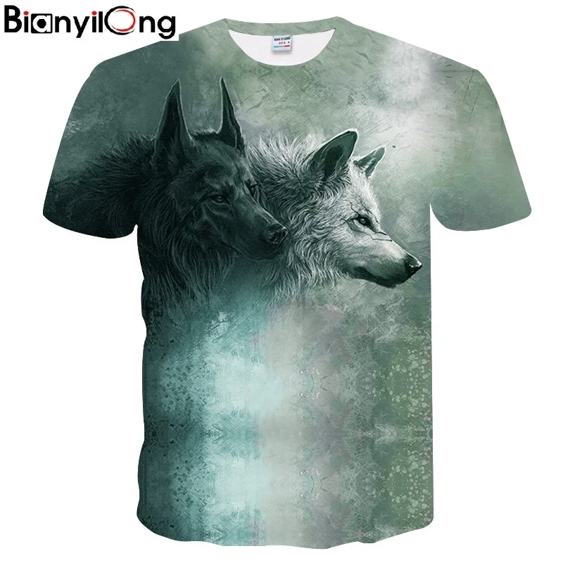 BIANYILONG Wolf футболки 3D мужские Новинка животных с коротким рукавом летняя футболка c