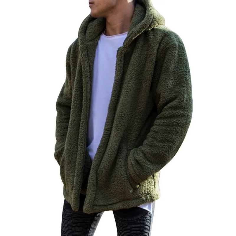 Laamei Men's Jacket Casual Solid Color Warm Fleece Hooded Fashion Shirt warm winter thickened windbreaker | Мужская одежда