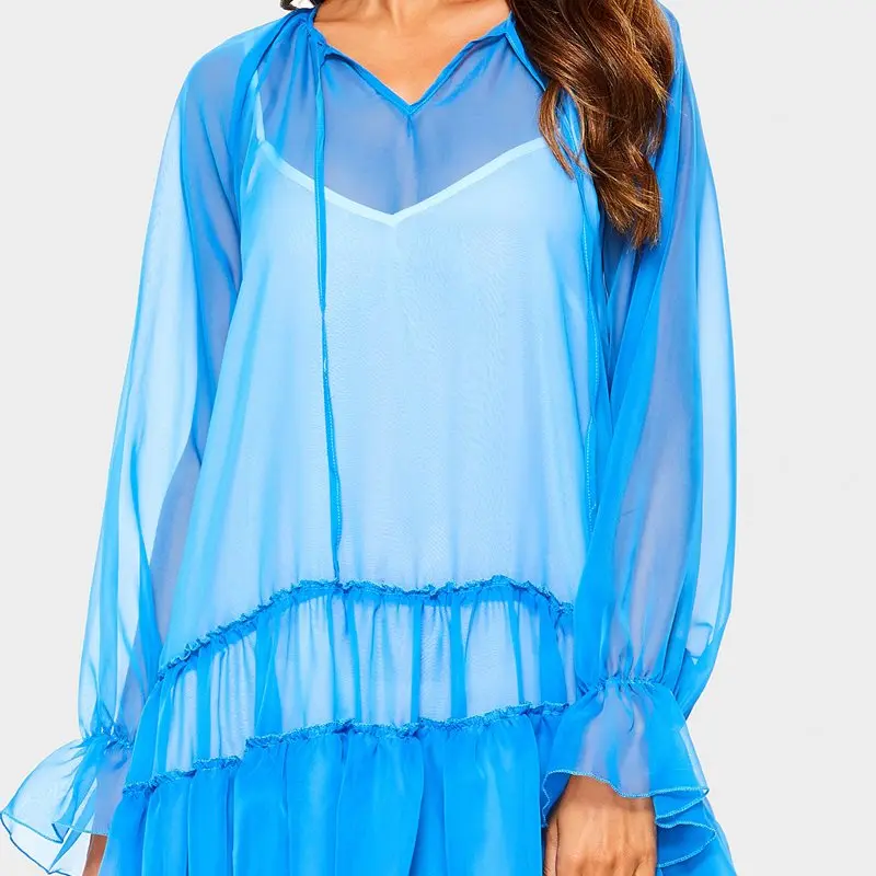 Лето 2019 г. Модное Длинное Платье Для женщин Boho пикантные сетчатые See Through оборками