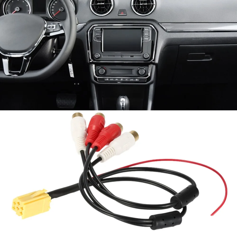 Популярный мини 6-контактный ISO адаптер Aux Line Out 4 дюйма Kabel RCA разъем для VW Seat Skoda