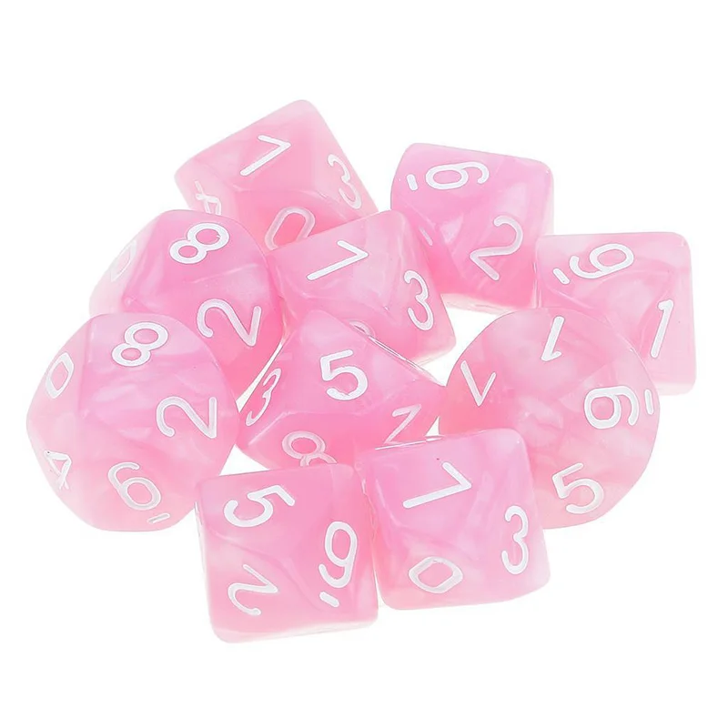 10 шт розовые D10 многогранные кости для подземелий и драконов DND RPG MTG настольной