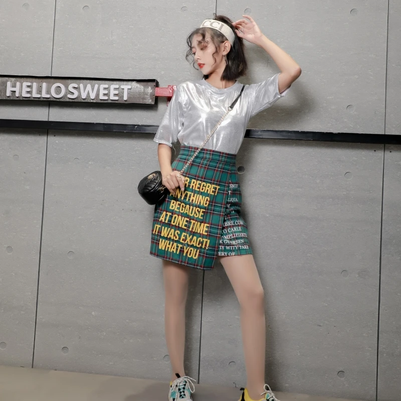 Женская плиссированная юбка в клетку Harajuku красная облегающая мини-юбка-карандаш