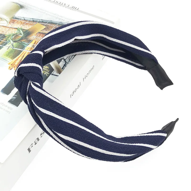 Simple Striped Hairbands Fashion Fabric Wide Side Knotted Sport Turban Headband Hair Hoop Ladies Girl Headwear Accessories | Украшения и