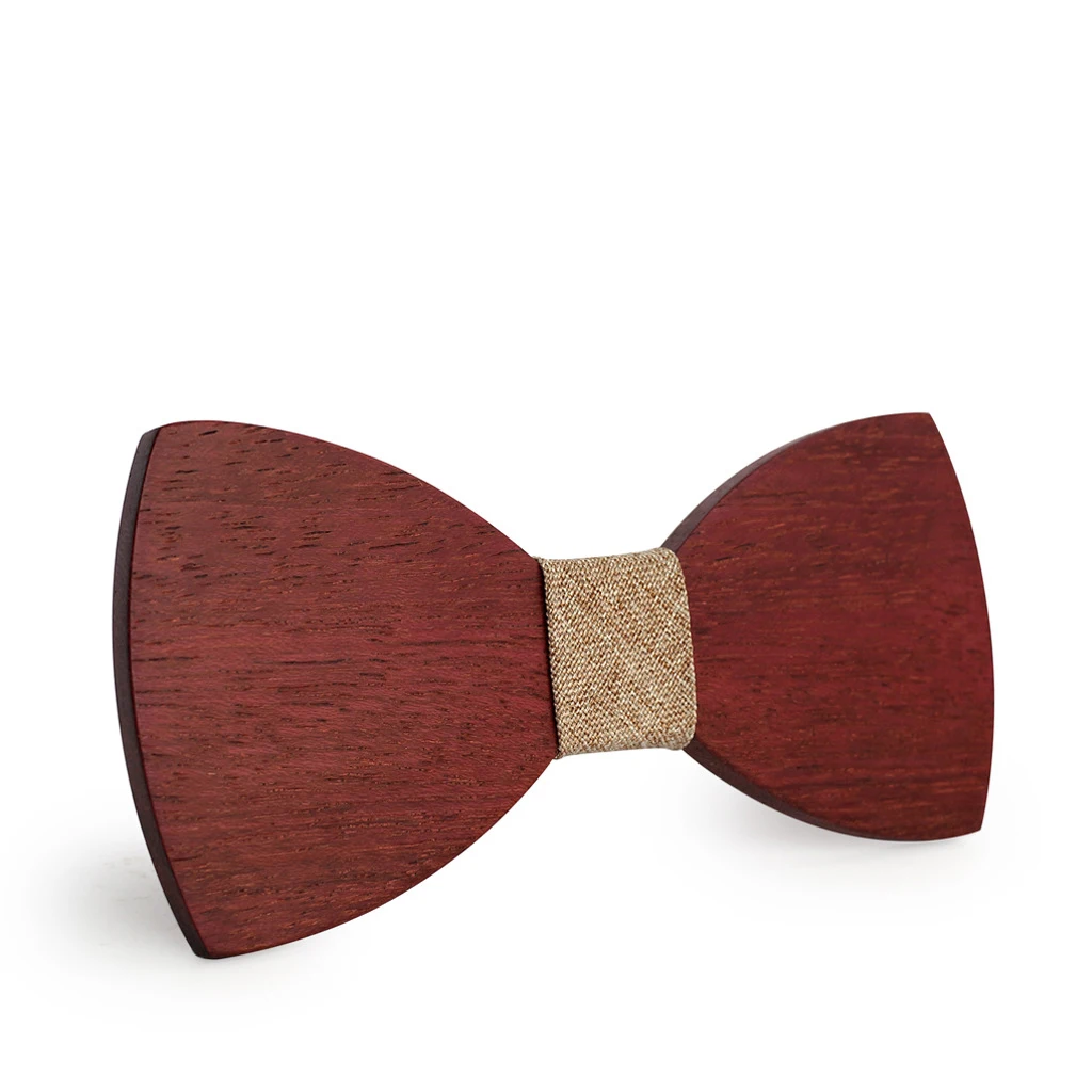 Мужской и Женский галстук-бабочка из массива дерева фиолетовый с резным