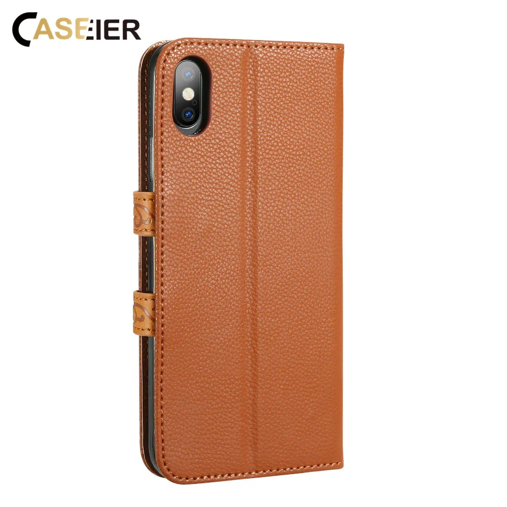 CASEIER Роскошный кожаный чехол для телефона iphone 7 8 6s Plus с отделением карт сумка iPhone X