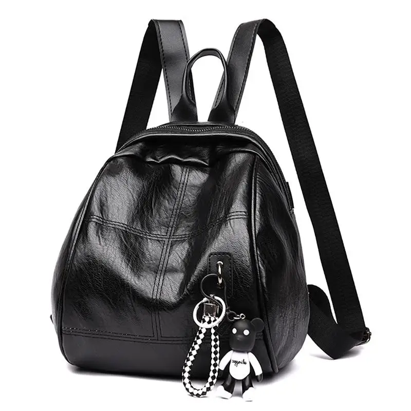Fashion Small Women's Backpack Thread Design School For Girls PU Leather Travel Satchels with Hanging Ornament | Багаж и сумки
