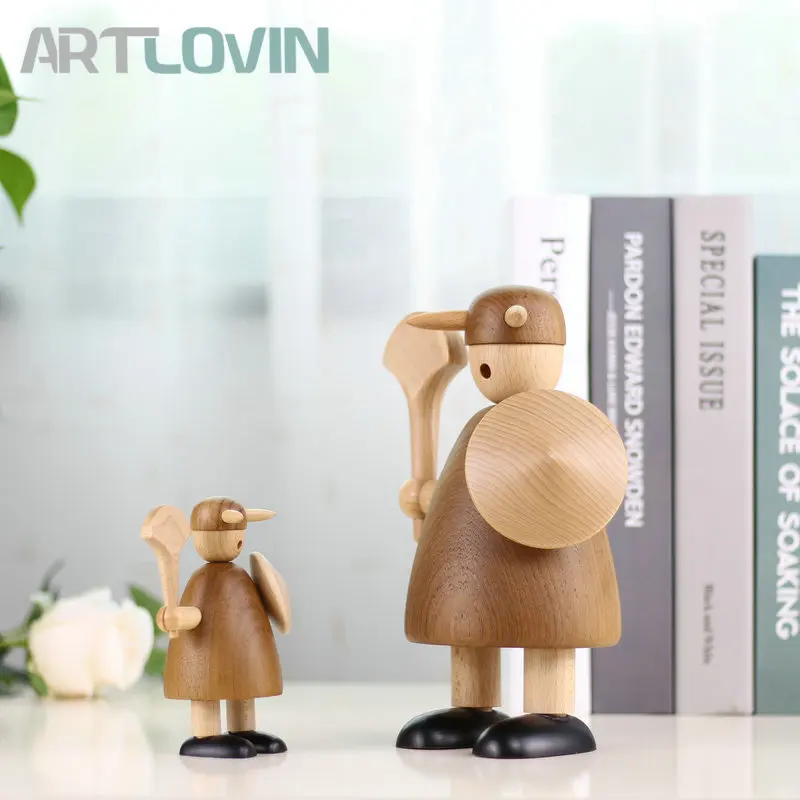 

Nordic Style Danmark Wooden Animal Figurines Wood Dolls Bear/Dog/Bird/Monkey Figures Home Decor Ornaments Crafts Toys & Hobbies