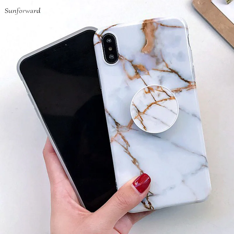 Роскошный чехол для телефона с мраморной подставкой iPhone 8 7 6S 6 Plus Силиконовые