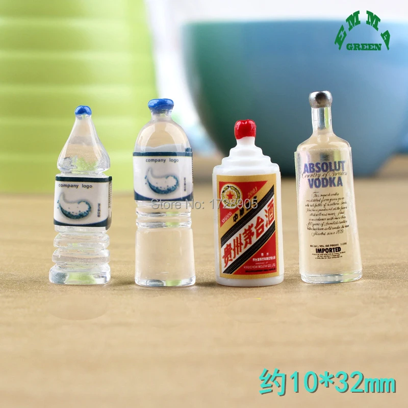 Кабошоны из смолы в виде бутылки для воды и вина 10 шт. 30 мм имитация искусственных