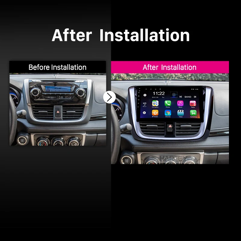 Автомагнитола Harfey 2 Din 10 1 дюйма HD Android 8 1/7 GPS для TOYOTA VIOS Yaris 2014 2015 2016 2017