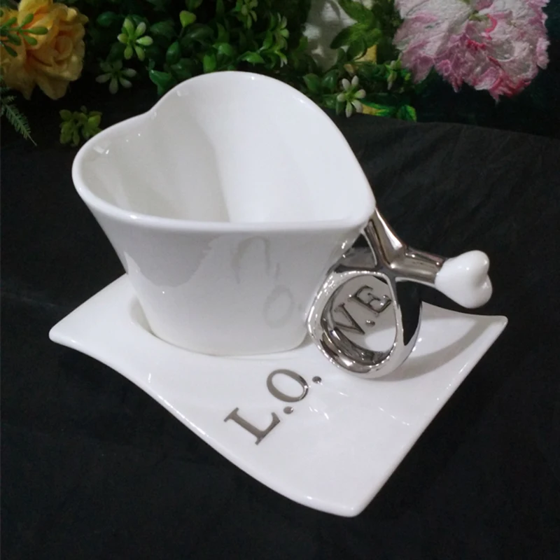 160 мл креативная керамическая в форме сердца фарфоровая кофейная чашка для