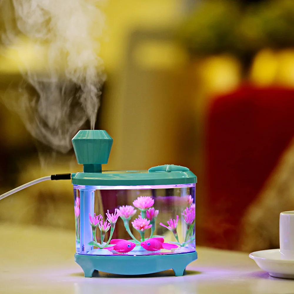 Portable 460ml Fish Tank USB Humidifiers LED Light Air Ultrasonic Humidifier Essential Oil Aroma Diffuser Mist Maker For Home |