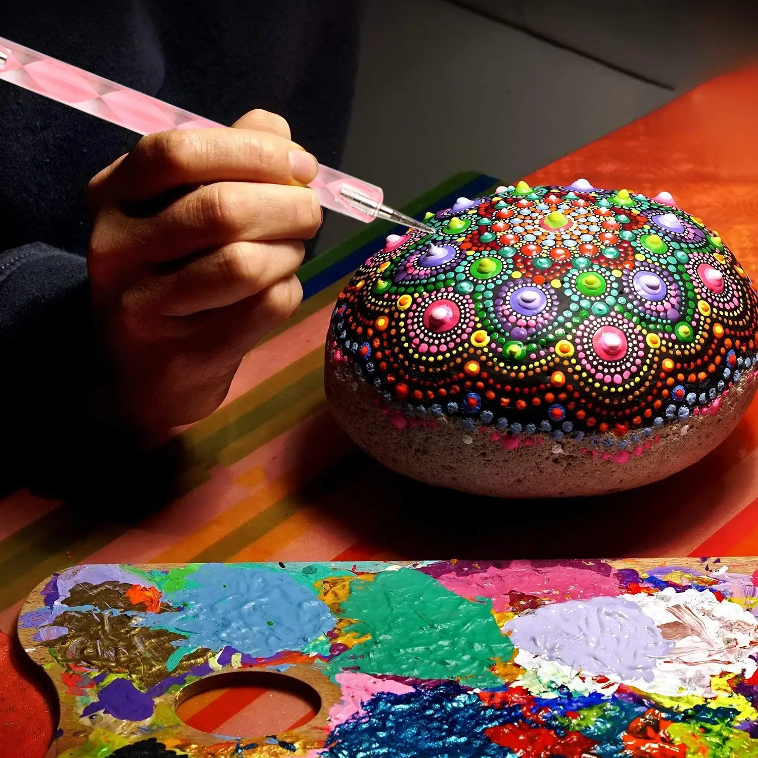 15 Pcs Dotting Tools Set Ball Stylus Embossing Pattern Clay Sculpting Carving Modeling Nail Art Mandala Rock Painting | Дом и сад