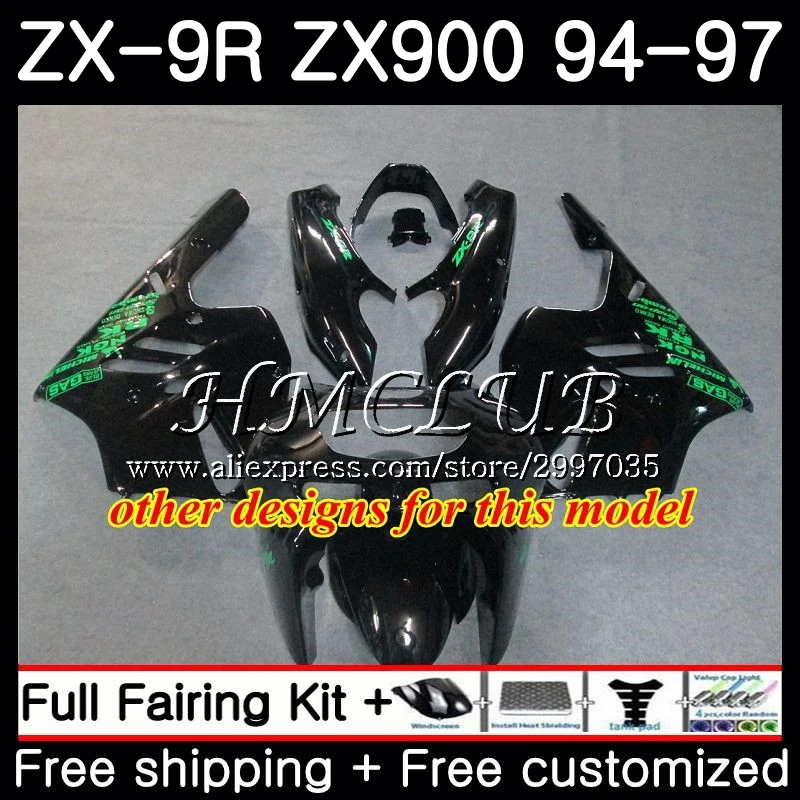 Корпус для KAWASAKI NINJA ZX900 ZX-9R 1994 1995 1996 1997 66HC.17 ZX 9 R 94 97 9R 900CC глянцевый зеленый ZX9R 95 96