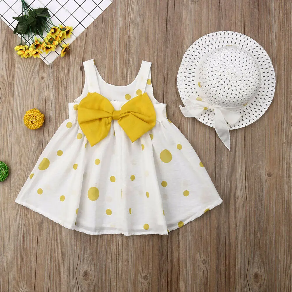 1-3Years Toddler Newborn Kid Baby Girls Cotton Dot Bowknot Tutu Dress Sundress Casual | Детская одежда и обувь