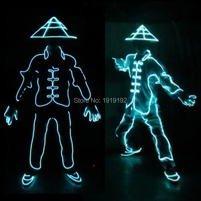 EL костюмы новая мода EL/LED Светящиеся перчатки обувь светильник для мужчин маски
