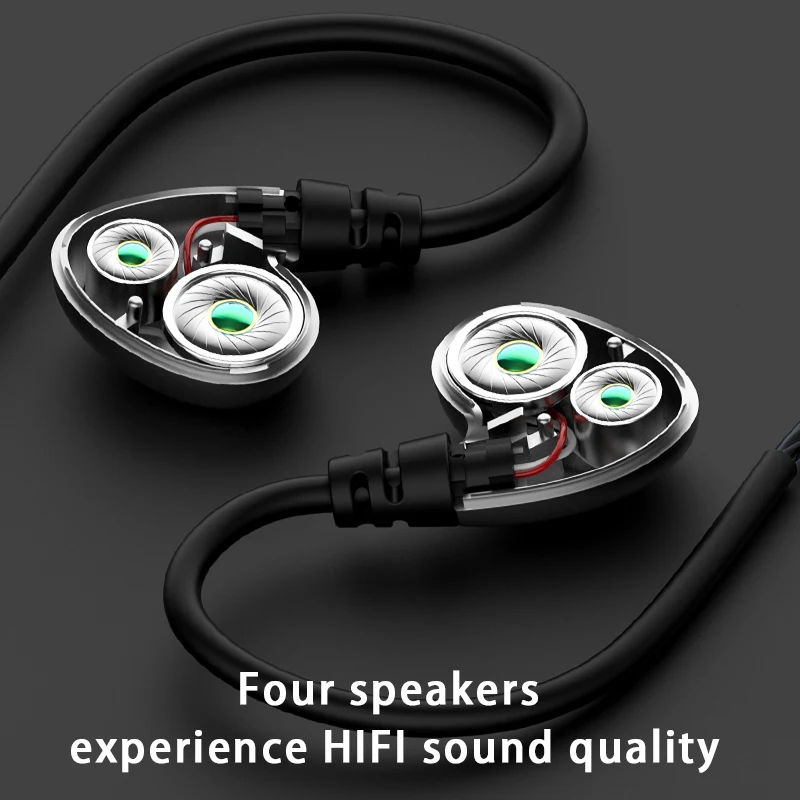 Беспроводные Bluetooth 5 0 наушники четырехъядерные двойные динамики бас HIFI стерео