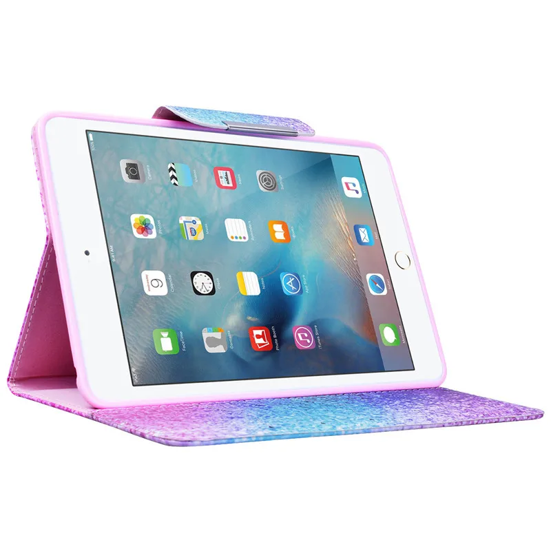 Кожаный чехол книжка для Ipad Mini 1 2 3 с милым единорогом блестящим радужным
