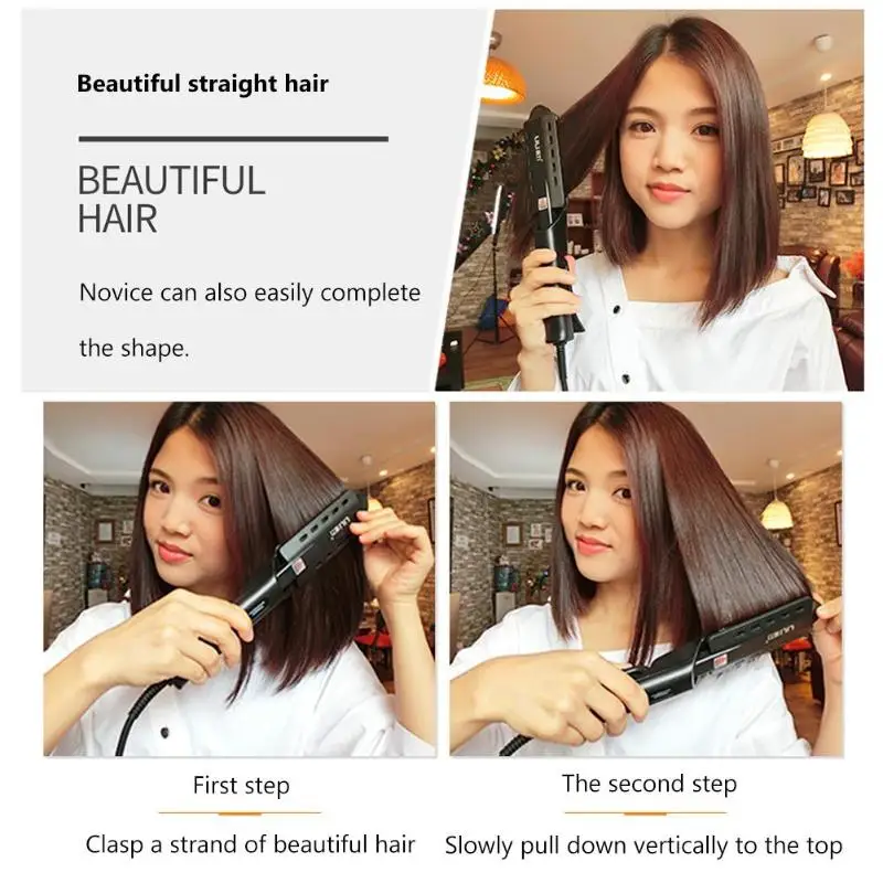 Professional Steam Hair Straightener Ceramic Vapor Flat Iron Seam Straightening Curler Steamer Styling Tool | Красота и здоровье