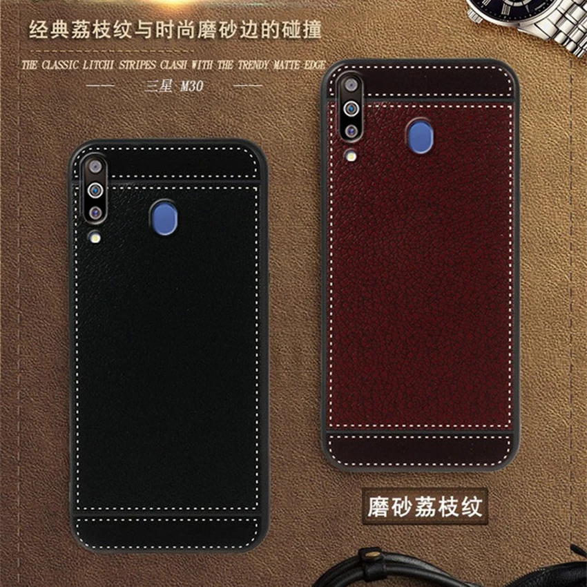 Чехол для Samsung Galaxy M30 SM-M305F SM-M305F/DS кожаный чехол 6 4 дюйма деловой мягкий черный