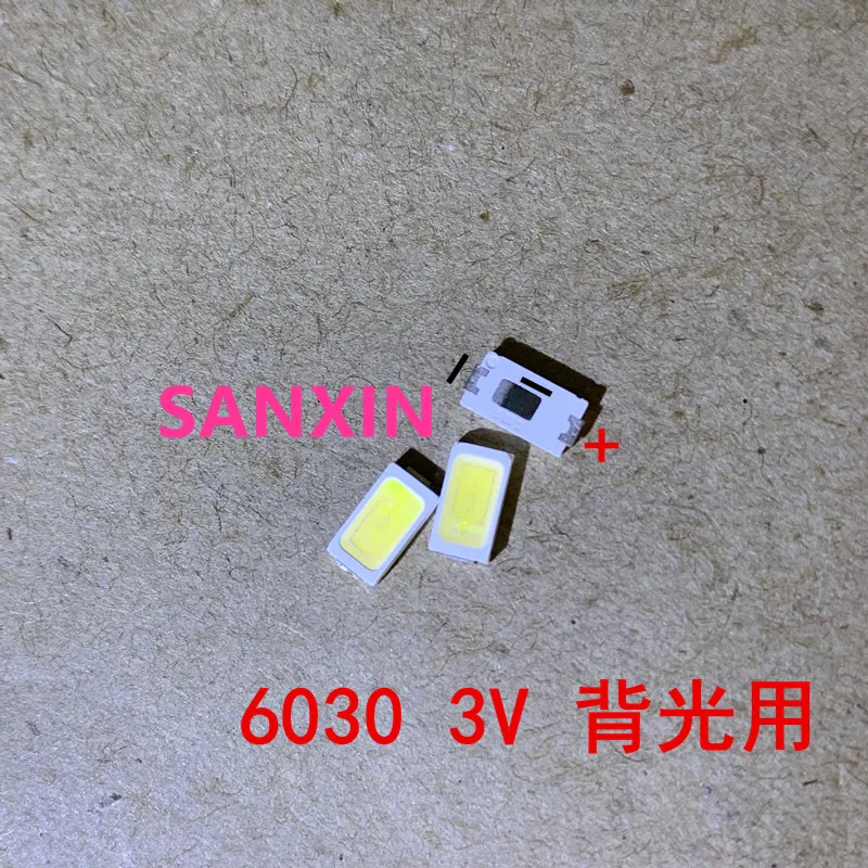 100 шт./лот SMD LED 6030 3 в 1 Вт холодный белый для подсветки телевизора светодиодные