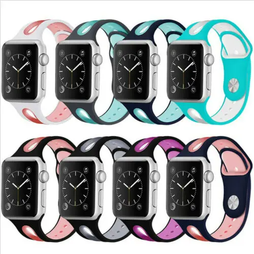 Ремешок спортивный мягкий силиконовый для Apple Watch Band 38 мм 42 40 44 сменный Браслет iWatch
