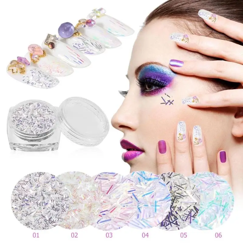 Лицевые глазки для ногтей блестки Blingbling хлопья лазерные блестящие