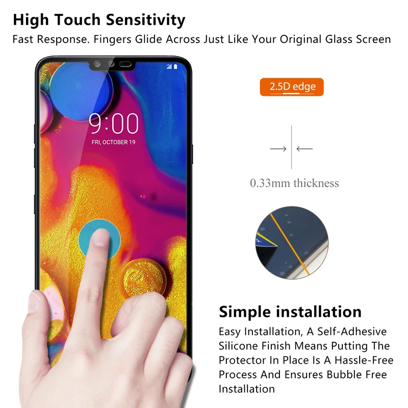 Защитное стекло 9H для LG v40 ThinQ V 40 20 v20 K10 K8 2018 2017 G6 Защитная пленка экрана с полным