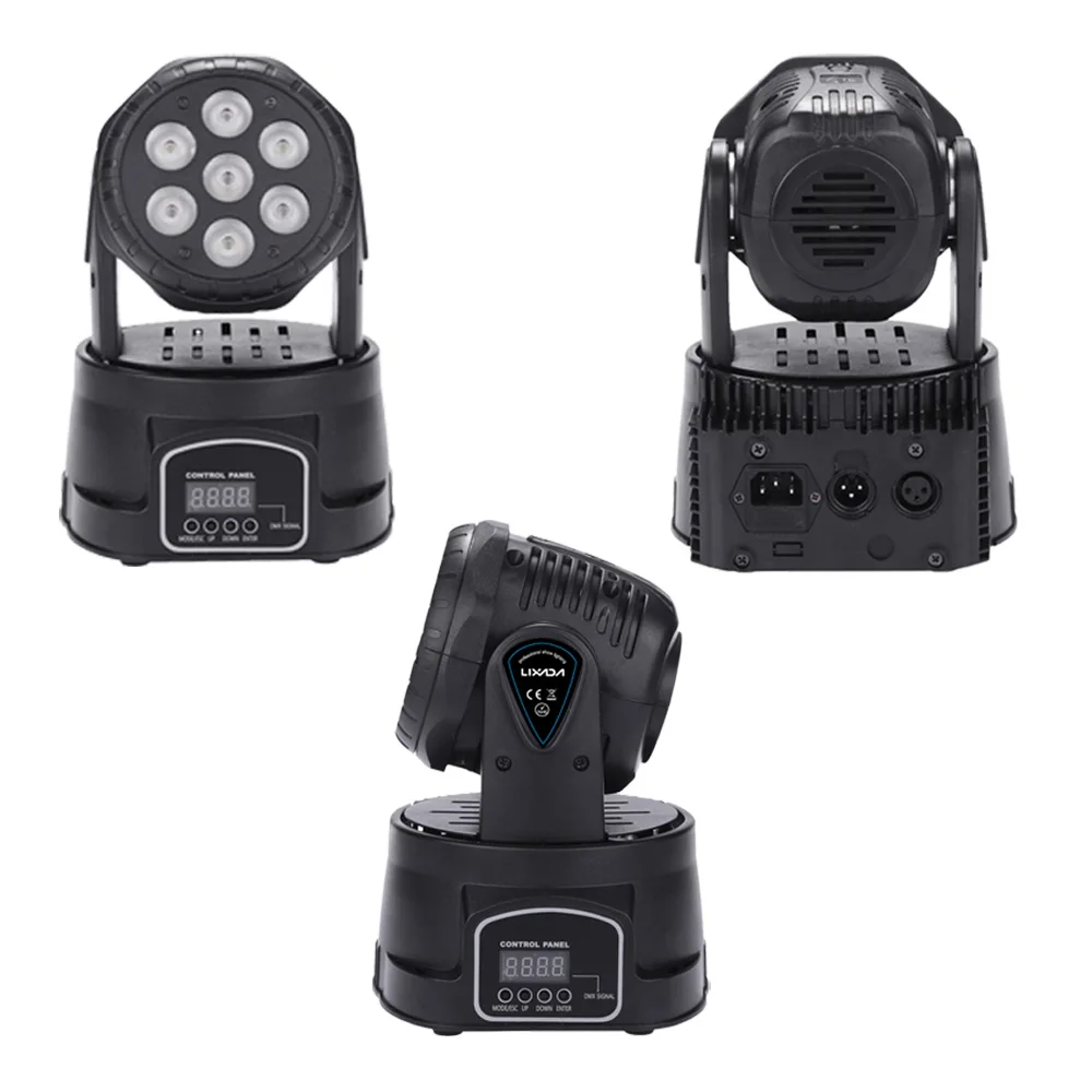 7LED RGBW 9/14 каналов DMX512 мини Вращающаяся головка движущаяся сценическая лампа с