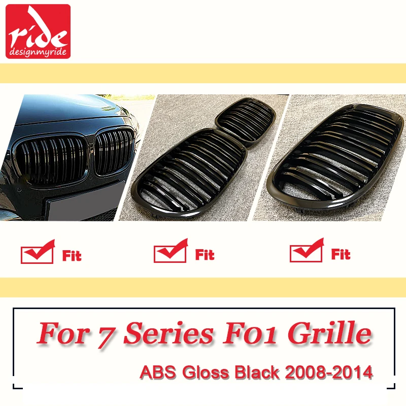 F01grill ABS черный глянец для F01 передняя решетка M-style 7-Series 740i 745i 750i 760i 2-планки