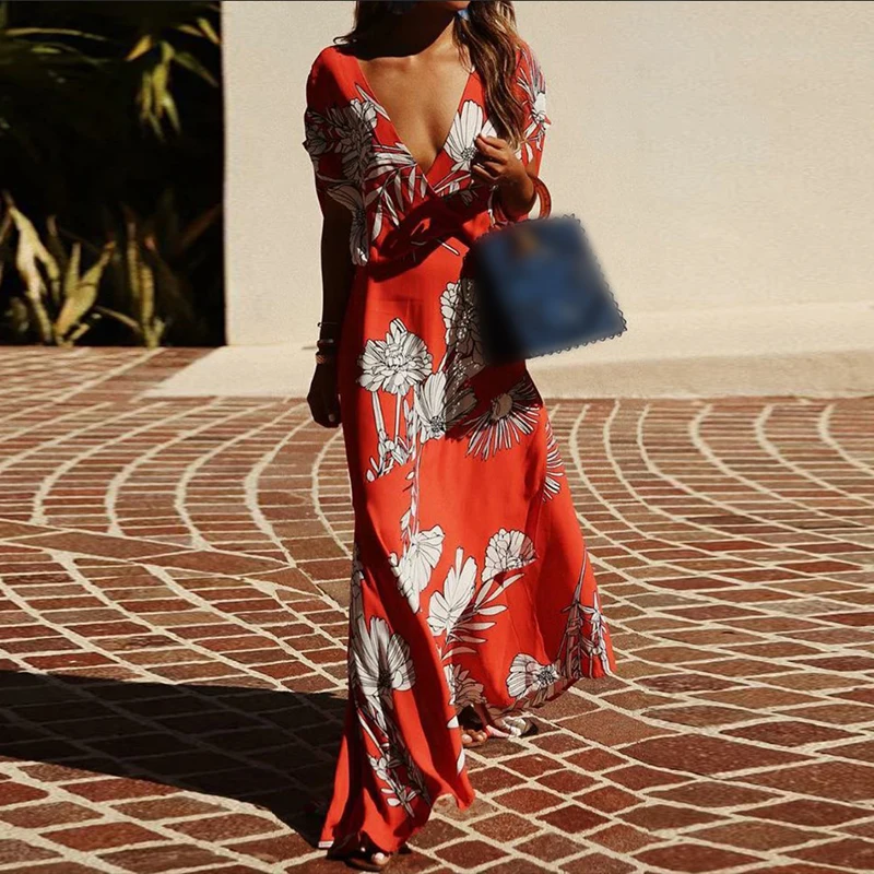 Женское летнее платье макси в стиле бохо вечернее пляжное длинный Повседневный