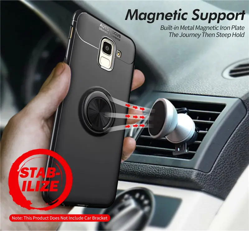 

For Samsung J4 J6 J8 2018 Case J6 Plus J610F Cover Silicon Case For Galaxy J6Plus J610F Soft TPU Case Magnetic Car Holder Ring